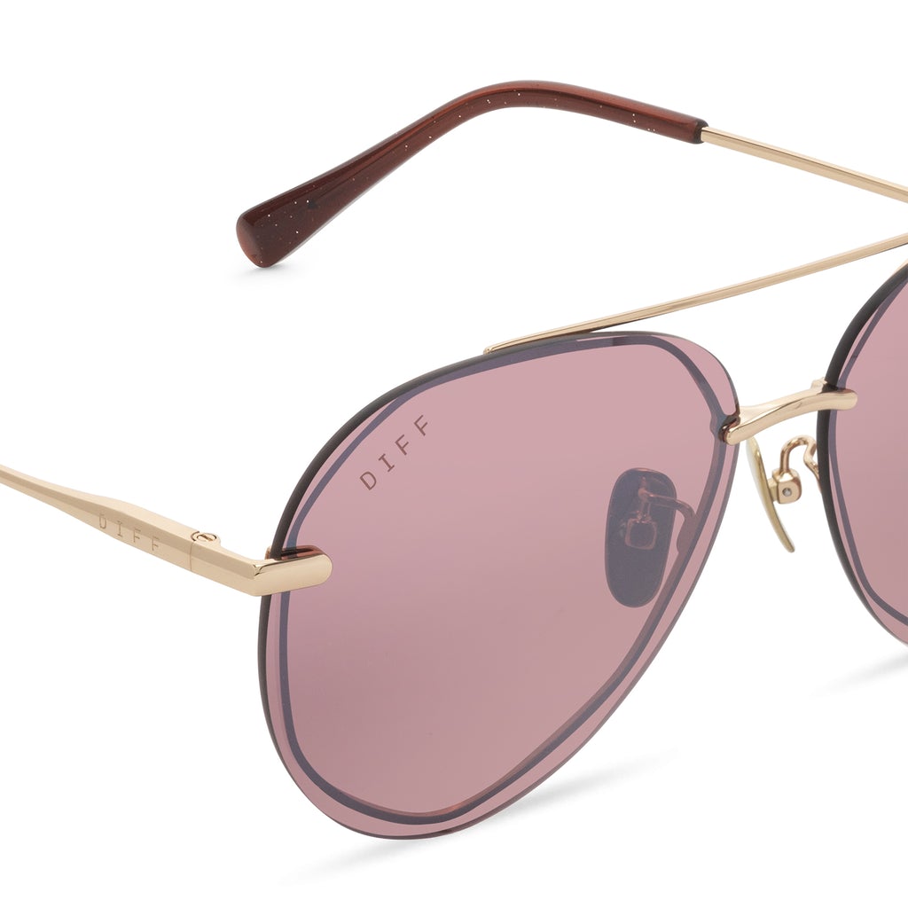 Becky III Cateye Sunglasses | Gold & Lavender Rose Gradient Flash | DIFF  Eyewear