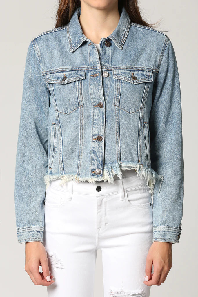 Hidden frayed clearance denim jacket