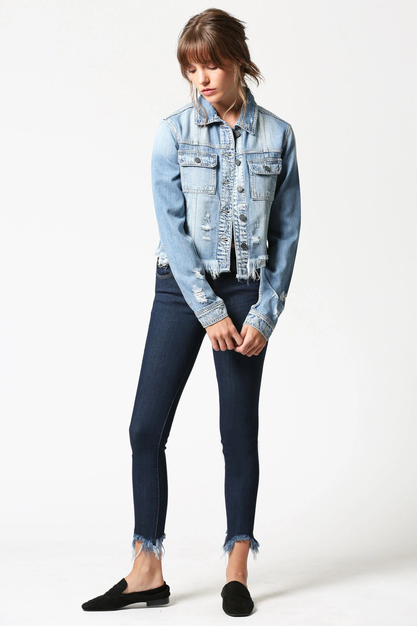 Frayed bottom hotsell denim jacket